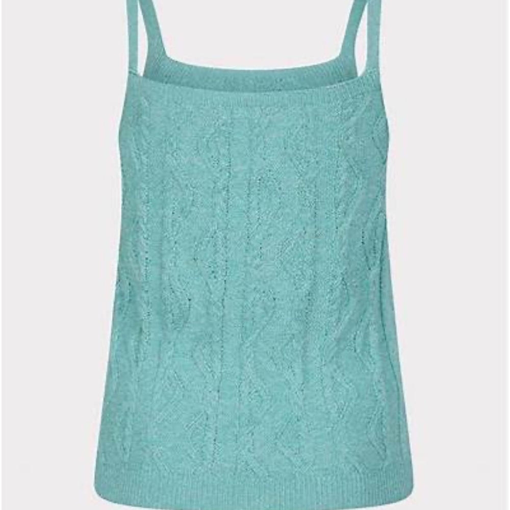 ESQUALO AQUA METALLIC CABLE KNIT TOP LOTS OF SHINE AND STRETCH SIZE S